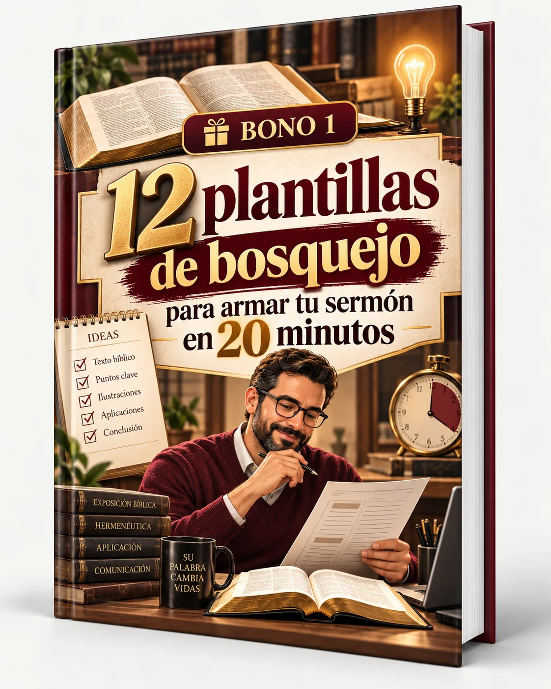 Recurso digital del bono 01: 12 plantillas de bosquejo para armar tu sermón en 20 minutos